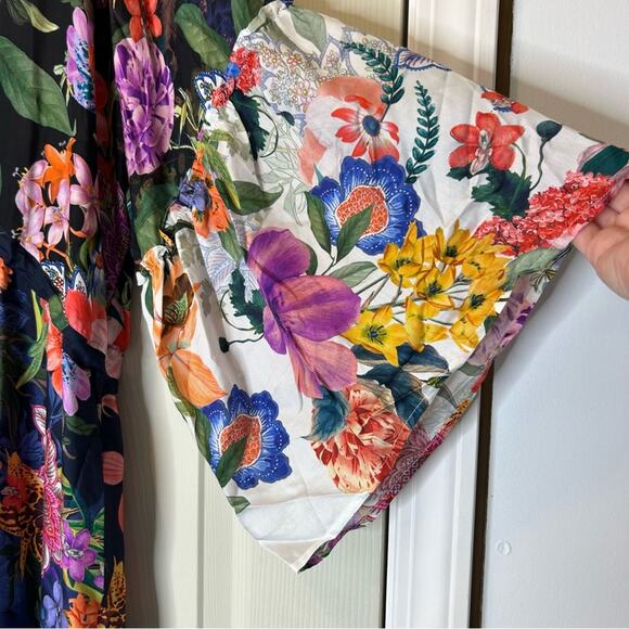 Johnny Was Neon Jungle Mix Tiered Floral Maxi Dress Cotton Silk Size Medium NWT - Picture 3 of 10